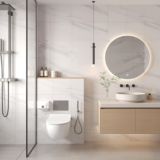 Peel and Stick Backsplash Tiles 20 Sheets 12''x12'' PVC Self Adhesive Wall Tiles Back Splash Wall Panels Stick on Backsplash for Kitchen Bathroom Laundry Room, White