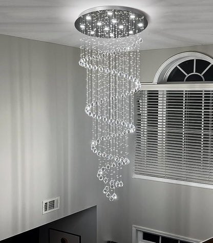 78 Inches Crystal Glam Chandelier Long Light Chandeliers with Dimmable Light Bulbs Silver High Ceiling Pendants Light Fixtures for Foyer Entryway Living Room Stair