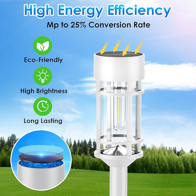 Mancra Solar Pathway Lights Outdoor Waterproof, 8 Pack LED Solar Garden Lights for Outside Decorations, Dusk to Dawn Solar Walkway Lights Landscape Lighting