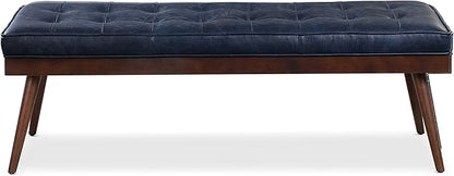 POLY & BARK Napa Luca Leather Bench, Midnight Blue
