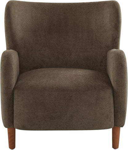Christopher Knight Home Dolly Mid-Century Modern Velvet Upholstered Wingback Club Chair, Living Room Lounge Chair for Relaxation, Reading Armchair, Solid Wood Living Room Accent Chair, Dark Brown