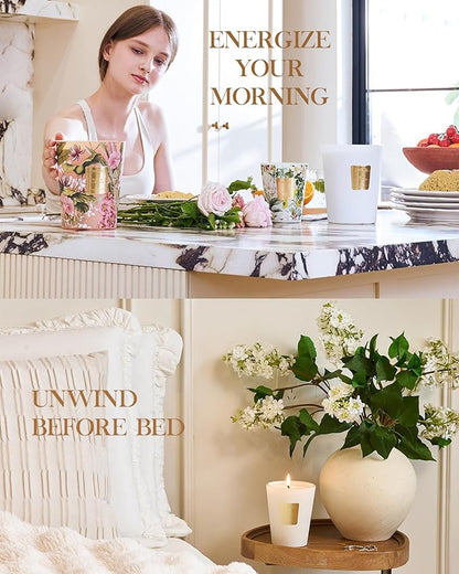 M&SENSE Large Soy Scented Candles Peony & Blush Sude, Non Toxic Natural Spring Candles 35oz 150 Hours Long Lasting Slow Burning, Unique Candle Gifts Cozy Room Decor for Women Men