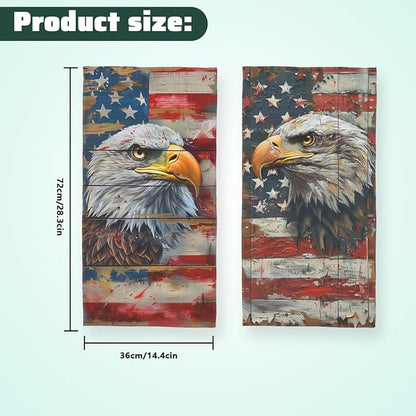 American Flag Kitchen Towels Vintage Bald Eagle USA Flag