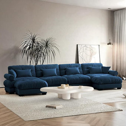SoarFlash Sectional Sofa Couch, U Shaped Modern Modular Sofa with Solid Wood Legs, Couches Sofas for Living Room Apartment, Comfortable Couches, Blue