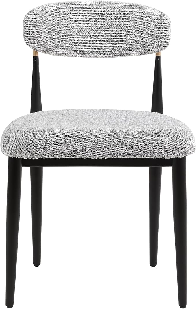 Morden Fort Modern Dining Chairs Set of 4, Boucle Upholstered Chairs with Open Back and Black Metal Legs for Dining Room, Kitchen, Living Room and Apartment