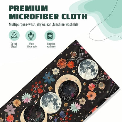 Aesthetic Moon Flower Kitchen Towels Set of 2 Decorative Stars Plant Floral Tabletop Decor Moon Flower