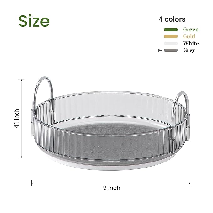 Aveniee Rotating Makeup Organizer for Vanity, Skincare Perfume Organizers for Bathroom Countertop, Clear Cosmetic Make Up Storage for Dresser, Lipstick Product Spinning Holder,1 Tier, Grey