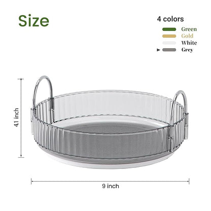 Aveniee Rotating Makeup Organizer for Vanity, Skincare Perfume Organizers for Bathroom Countertop, Clear Cosmetic Make Up Storage for Dresser, Lipstick Product Spinning Holder,1 Tier, Grey