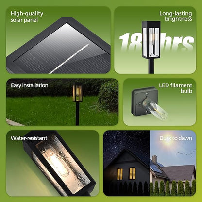 Philips 8 Packs Solar Pathway Lights Outdoor, Glass Metal Led Garden Landscape Lightings, 3000K Warm White, Waterproof for Decor Yard, Walkway, Patio, Driveway, Lawn