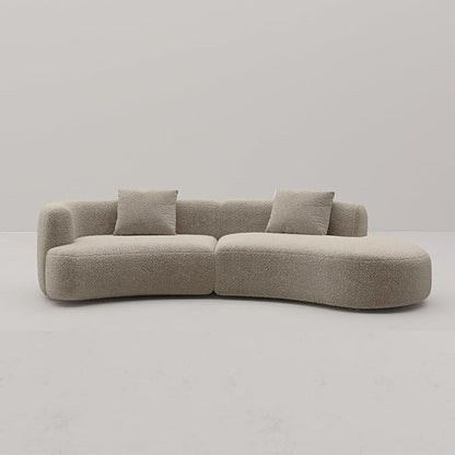 Acanva Modern Curved Sectional Living Room Couch, Minimalist Comfy Boucle Fabric Modular Sofa for Apartment, Home Office, 114" W Right Hand Facing, Light Coffee