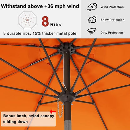 ABCCANOPY 9ft Scalloped Patio Umbrella, Outdoor Table Umbrella with Tilt and Crank, Fiberglass Ribs Deck Umbrella for Patio, Pool, Garden, Picnic (Orange)