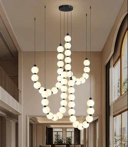 Modern Chandeliers LED Dimmable Light Acrylic Balls Ceiling Pendant Lighting for Living Room Dining Room Bedroom Adjustable Hanging Lights 90 Watts Black Lamp