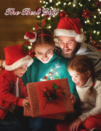 Lewondr Christmas Table Lamp, USB/Battery Powered Spiral Christmas Tree Desk Lamp with Star Topper, Decorative Christmas Tree Light with Red/Green Hanging Bells for Home Bedroom Xmas Party, Red/Green