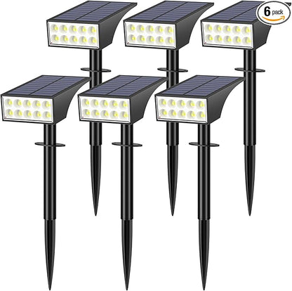 Solar Spot Lights Outdoor, Solar Lights Outdoor Waterproof IP65, 4 Brightness Modes Dusk to Dawn Landscape Spotlights for Yard Garden Pathway Porch Tree House Decoration, Cool White, 6 Pack