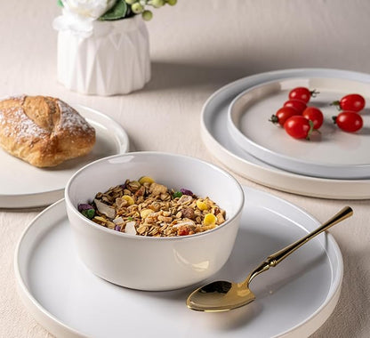 AmorArc Ceramic Dinnerware Sets for 6, 18 Piece Stoneware Plates and Bowls Set, Chip and Crack Resistant Plates Set, Dishwasher & Microwave Safe Dishes - Service for 6