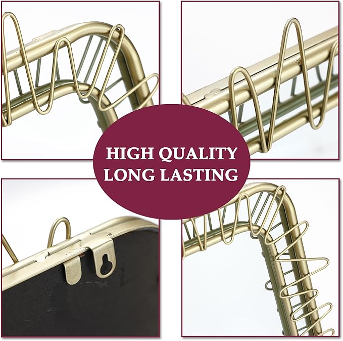 LuxenHome 30" Gold Bathroom Vanity Mirror for Wall, Square Metal Framed Wall Mirror Accent for Bedroom Dresser Entryway Living Room Modern Decorative Hanging Sculpture Home Decorations