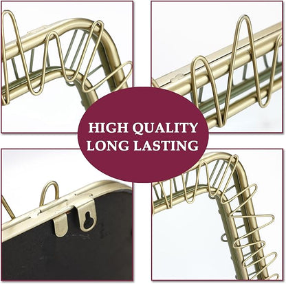 LuxenHome 30" Gold Bathroom Vanity Mirror for Wall, Square Metal Framed Wall Mirror Accent for Bedroom Dresser Entryway Living Room Modern Decorative Hanging Sculpture Home Decorations