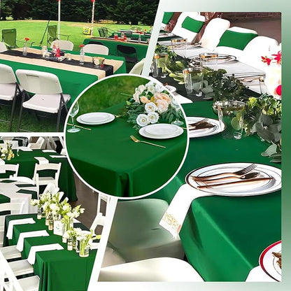 Hunter Green 6 Pack Polyester Table Cloth 60 x 102 Inch, Rectangle Tablecloths for 6 Foot Tables Washable Table Cloth for Party Wedding