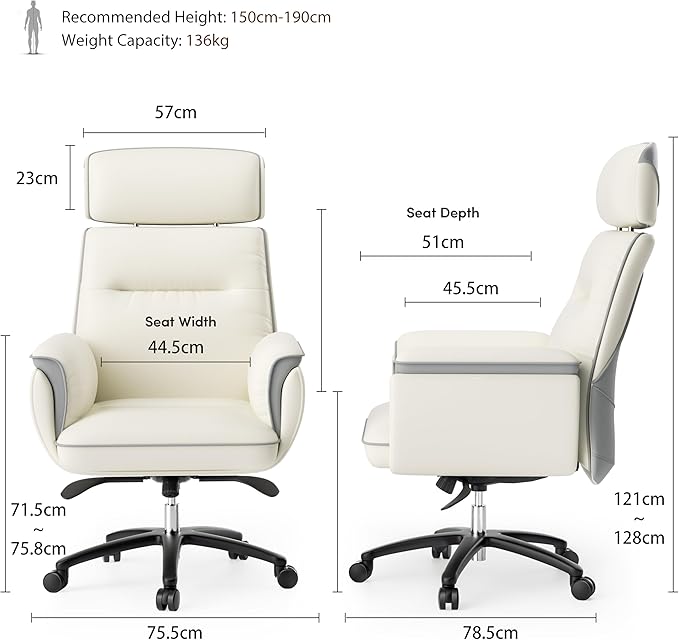 EUREKA ERGONOMIC Microfiber Leather Office Chair Ergonomic Desk Chair, Executive Chair Office Gaming Chair, Comfy Big and Tall Office Chair with Elevatable Headrest & Padded Armrests, Beige