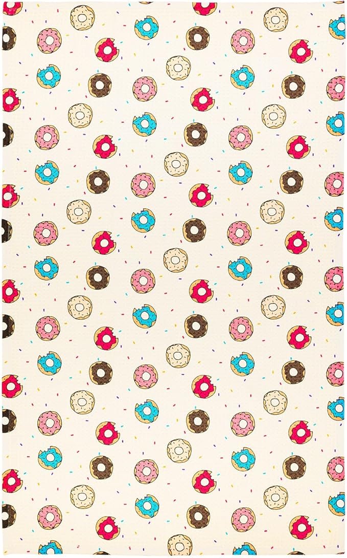 Modern Style Premium Kitchen Tea Towel Super Absorbent Fast Drying Microfiber Donut Craze