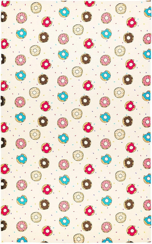 Modern Style Premium Kitchen Tea Towel Super Absorbent Fast Drying Microfiber Donut Craze