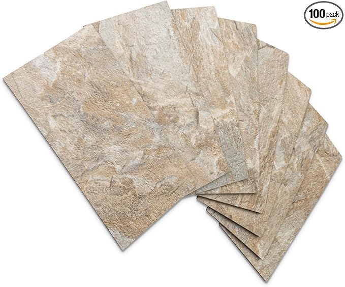AULIGET 3" x 6" Subway Tile Peel and Stick Backsplash, Thick PVC Stick on Wall Tiles (100, Sandstone)