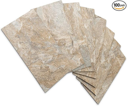 AULIGET 3" x 6" Subway Tile Peel and Stick Backsplash, Thick PVC Stick on Wall Tiles (100, Sandstone)