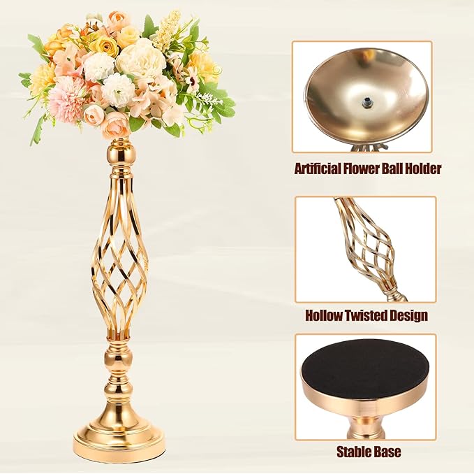 12 Pcs Metal Flower Arrangement Stand, 20 Inch Tall Metal Candle Holders Bulk for Wedding Table Decor & Party Home Decor