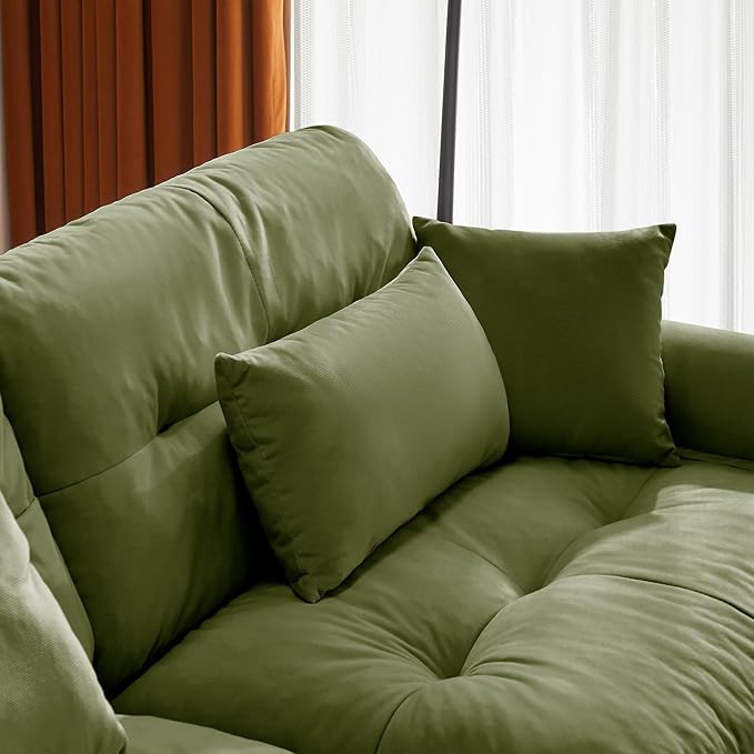 SoarFlash Velvet Sectional Middle Position Sofa, Green