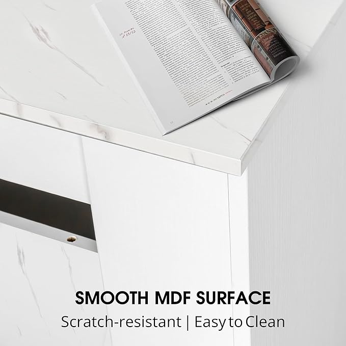 20''- 118.5'' Extendable Dining Room Table, Expandable Dining Table, Modern Large Table, for 2-12 Person, White Marble