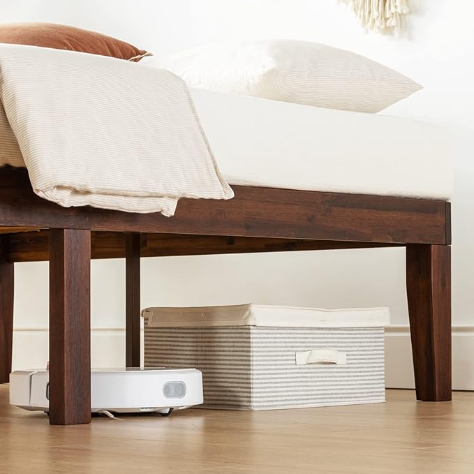 Mellow Naturalista Classic 16 Inch Solid Wood Platform Bed with Wooden Slats, Espresso, Full