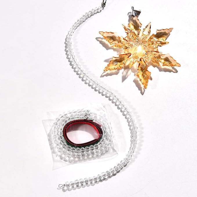 2025 Edition Crystal Snowflake Ornament Christmas Tree Ornament Home Decor Gift (2025-Champagne)