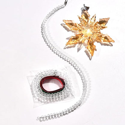 2025 Edition Crystal Snowflake Ornament Christmas Tree Ornament Home Decor Gift (2025-Champagne)