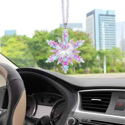 2025 Annual Edition Snowflake Crystal Christmas Ornament, Large Crystal Ornaments Display Winter House Decor with Gift Box (Colourful B)