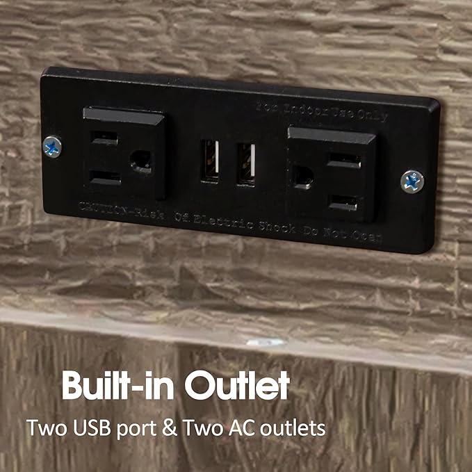 24''- 118'' Extendable Dining Room Table, Expandable Dining Table, Modern Large Table, for 2-12 Person(with Cabinet & Outlet), Barnwood Brown