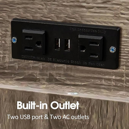 24''- 118'' Extendable Dining Room Table, Expandable Dining Table, Modern Large Table, for 2-12 Person(with Cabinet & Outlet), Barnwood Brown