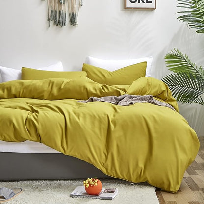 CLOTHKNOW Moss Green Queen Comforter Set 3Pcs Chartreuse Bedding Comforter Sets Green Yellow Queen Comforter Yellownish Green Comforter with 2 x Pillow Cases