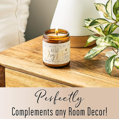 Dog Mom Gifts for Women, Dog Lovers Gifts for Women - 'Best Dog Mom Ever' Soy Candle, w/Vanilla, Coconut & Citrus I Gifts for Dog Lovers I Dog Gifts for Women I Reusable Jar, 50Hr Burn,Made in USA