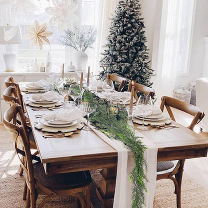 Artificial Christmas Garland Decoration 5.9 Ft Norfolk Pine Garland Winter Garland for Fireplace Stairs Cabinet Home Table Outdoor Snow Style Decor (1 Pc)