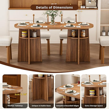 63” Oval Dining Table for 6 People, Modern Dining Room Table with Heavy Duty Legs, Farmhouse Wooden Kitchen Dinner Table with Large Tabletop for Home, Living Room, Office