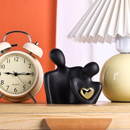 Mini Couple Statue Tv Stand Decor Items for Living Room Home Decor,Bedroom Decor for Couples Sculpture for Anniversary Wedding,Love Gifts for Couples 2025,Knick Knacks for Shelve (Black, 4.72in)