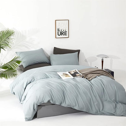 CLOTHKNOW Light Blue Comforter Set Twin/Twin XL 3Pcs Haze Blue Bedding Comforter Sets Dusty Blue Comforter Soft Blue Comforter Sets Twin