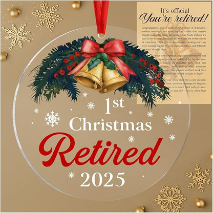 First Christmas Retired Ornament 2025, Retirement Gift for Woman, Men, Happy Retirement Gifts for Nurses, Teacher, Police, Doctor, Coach, Boss, Coworker, Mom, Dad, Friend, Best Retiring Present