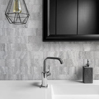 AULIGET 3" x 6" Subway Tile Peel and Stick Backsplash, Thick PVC Stick on Wall Tiles (100, Warm Grey Stone)