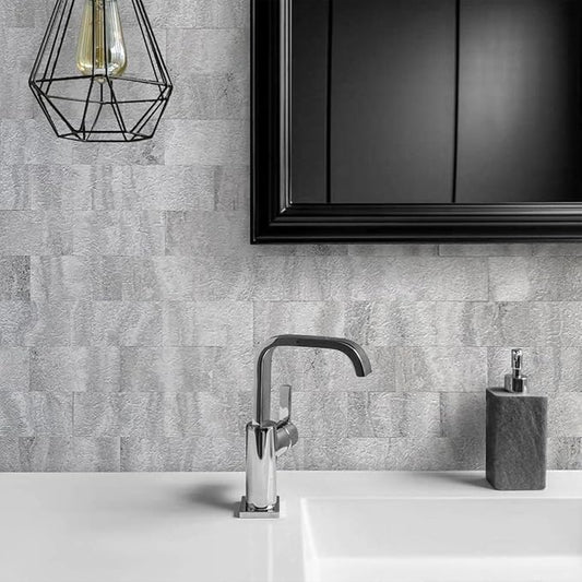 AULIGET 3" x 6" Subway Tile Peel and Stick Backsplash, Thick PVC Stick on Wall Tiles (100, Warm Grey Stone)