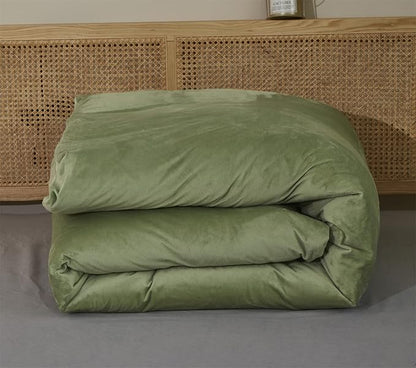 Pureant Sage Green Velvet Comforter Sets Queen Light Green Fluffy Bedding Solid Color Flannel Quilt Women Men Grass Green Comforters Micromink Sherpa Fuzzy Warm Bed Girls Boys Dorm Plush Bedding Soft