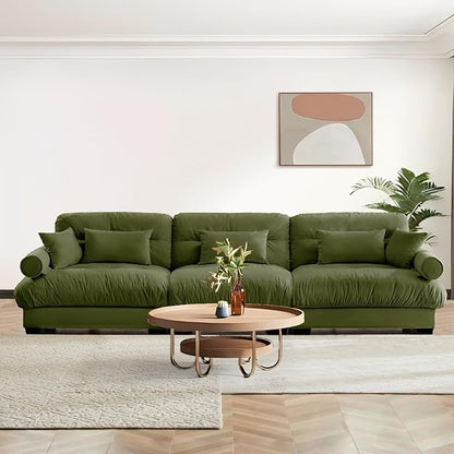 SoarFlash 130” Sectional Sofa 3 Seat Couch, L Shaped Modern Sofa with Solid Wood Legs, Couches Sofas for Living Room Apartment, Comfortable Small Couches for Small Spaces, Green