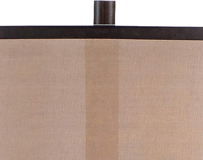 Franklin Iron Works Alamo Industrial Rustic Farmhouse Standing Floor Lamp 62" Tall Bronze Sheer Brown Organza Linen Fabric Double Drum Shades for Living Room Reading Bedroom Office House Home Decor