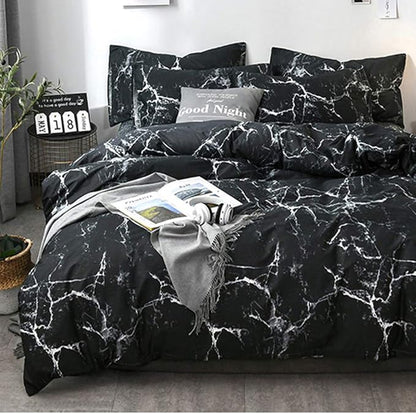 CLOTHKNOW Black Grey White Comforter Set California King Marble Bedding Comforter Sets Black Comforter Abstract Black Comforter with 2 x Pillow Cases