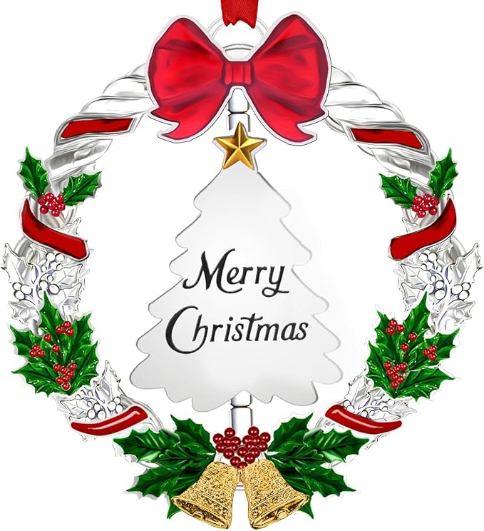 Christmas Ornament 2025 for Christmas Tree Decorations,2025 Christmas Wreath Ornament with Christmas Tree for Holiday Decorative